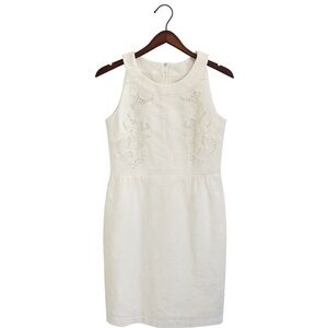 LOFT White Lace Embroidered Dress Size 2 | Sleeveless Soft White Lined Party